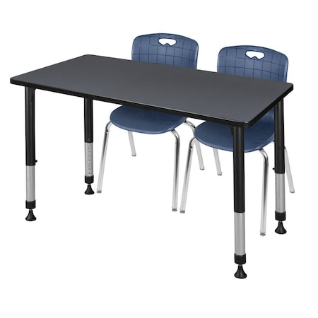 Regency Tables > Height Adjustable > Rectangular Table & Chair Sets, 48 W, 30 L, 23-34 H, Grey MT4830GYAPBK40NV